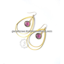 Beautiful Vermeil Gemstone Designer Earring, Vermeil Bezel Set Designer Earring, Natural Gemstone Earring Jewelry